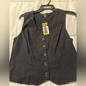 Express Black Linen Vest